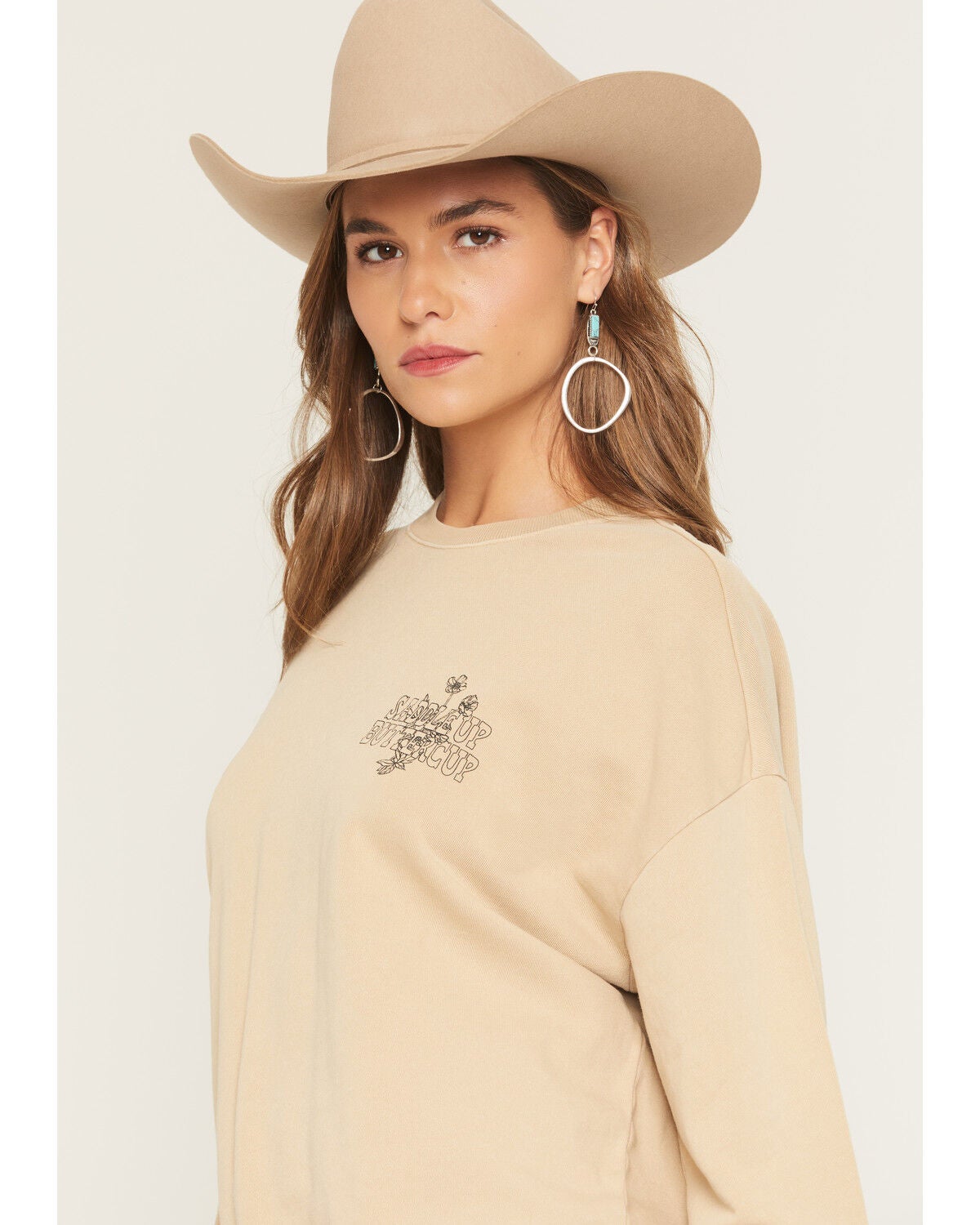 Image #2 - White Crow Women's Saddle Up Buttercup Crewneck Sweatshirt, Tan, hi-res