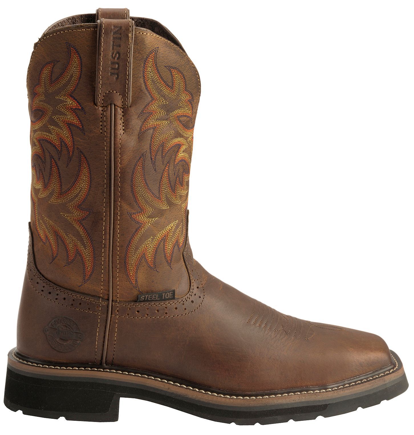 justin men's stampede square toe work boots