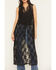 Image #3 - Listicle Women's Sleeveless Floral Lace Tie Front Kimono, Black, hi-res