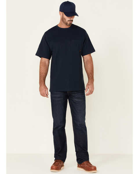 Hawx Men's Solid Navy Forge Short Sleeve Work Pocket T-Shirt , Navy, hi-res