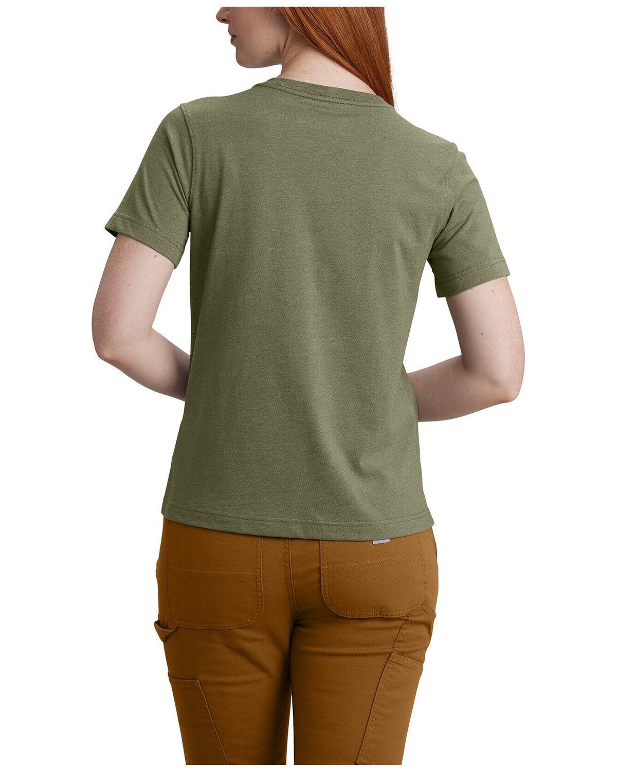 Image #2 - Carhartt Women's Relaxed Fit Lightweight Short Sleeve Pocket Tee, Heather Green, hi-res