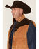 Image #2 - Cripple Creek Men's Suede Color Block Snap Puffer Vest, Cognac, hi-res