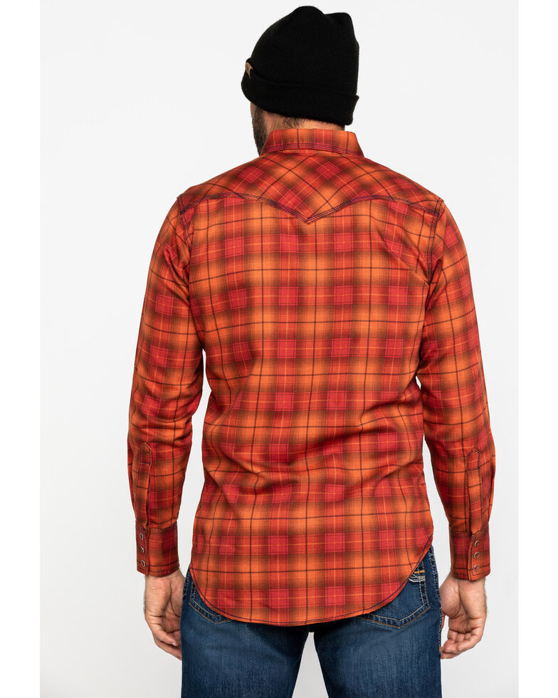 Wrangler Men's Orange 20X FR Long Sleeve Fashion Plaid Shirt - Big, Orange, hi-res