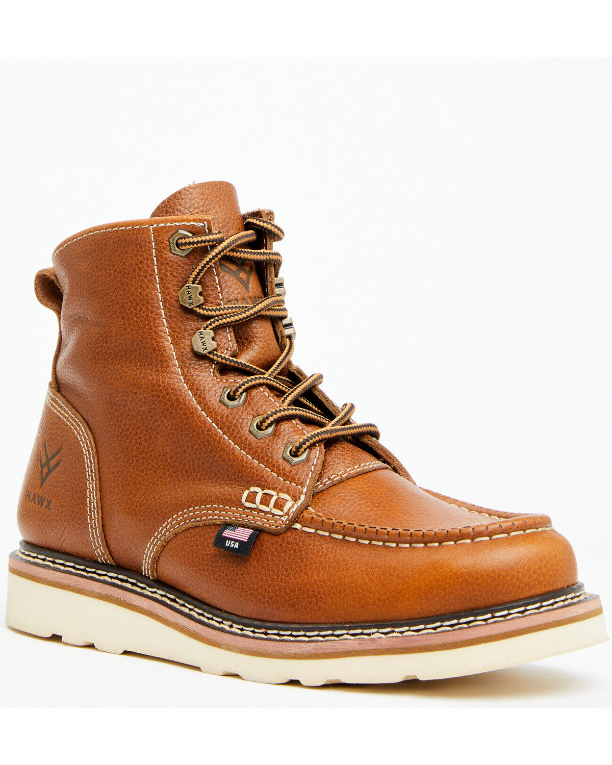 Image #1 - Hawx Men's 6" USA Pitstop Wedge Redesigned Work Boots - Soft Toe, Brown, hi-res