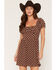Image #1 - Originality Women's Boot Barn Exclusive Polka Dot Tie Back Mini Dress, Brown, hi-res