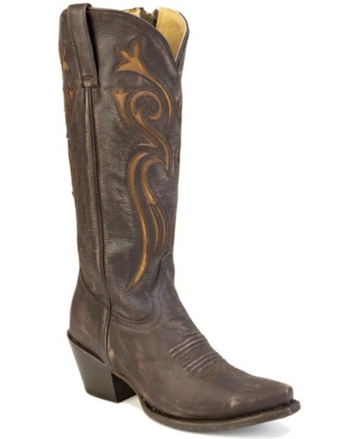 Image #1 - Stetson Women's Maci Tall Western Boots - Snip Toe, Brown, hi-res
