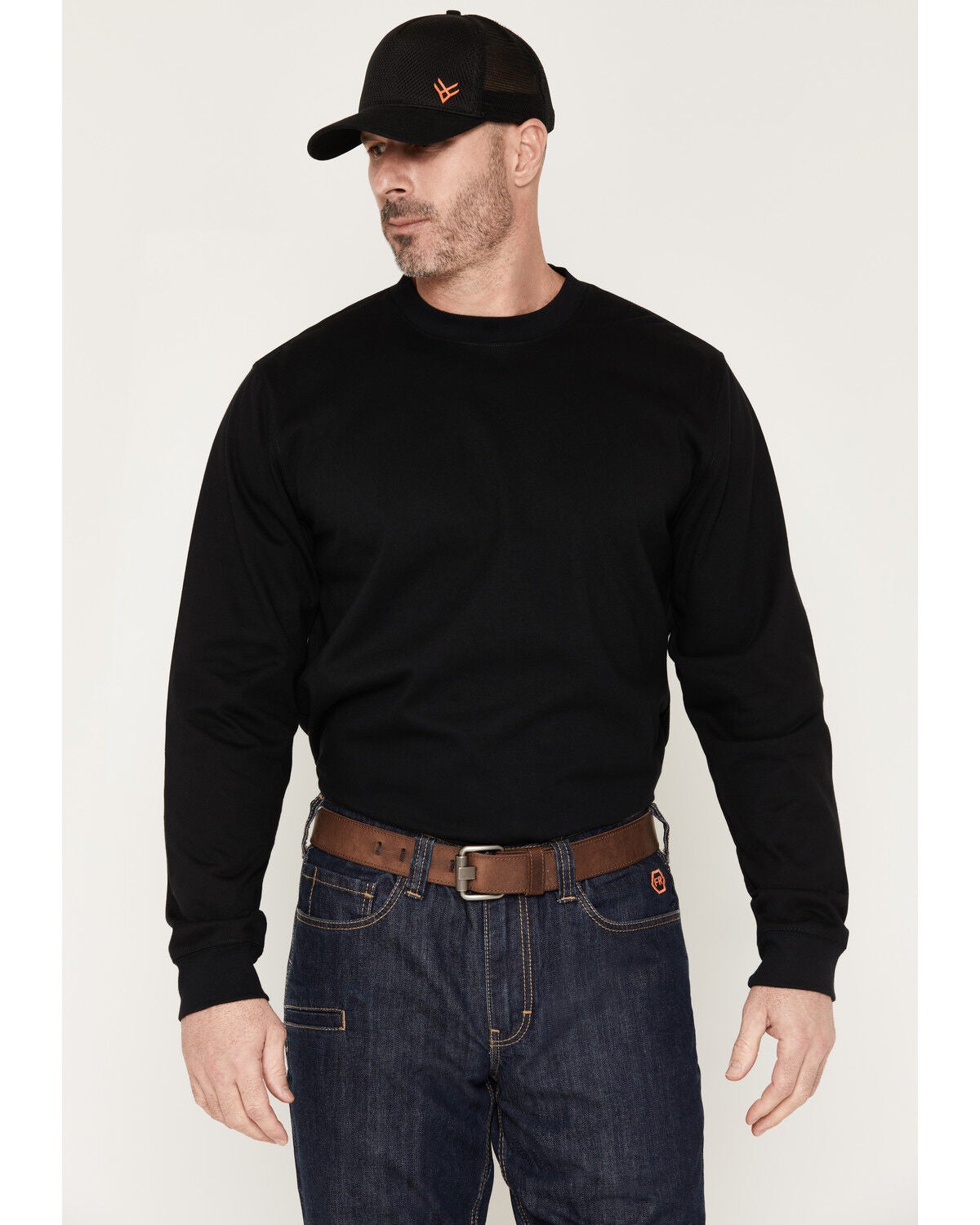 Image #2 - Hawx Men's FR Solid Hawk Long Sleeve Graphic Work T-Shirt, Black, hi-res