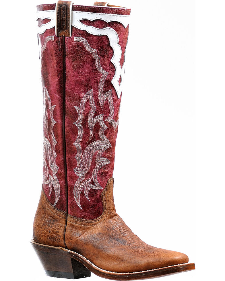 Boulet Women's 16" Faraon Magenta Horseman Tall Cowgirl Boots - Square Toe, Brown, hi-res