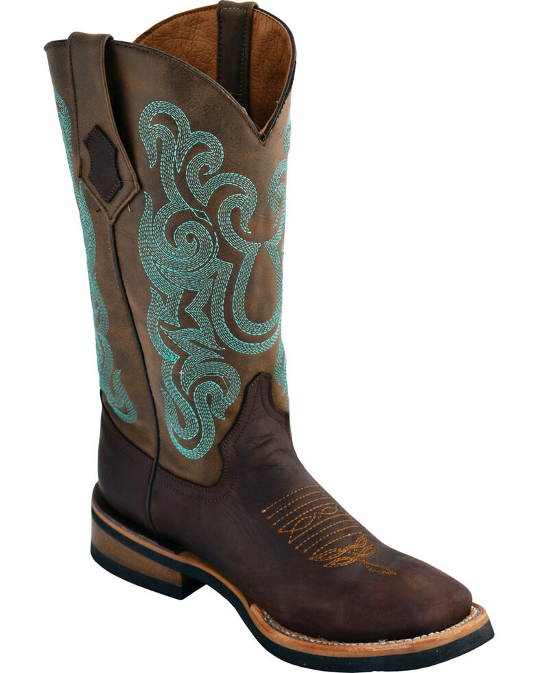 Ferrini Women's Maverick Dark Chocolate Cowgirl Boots - Square Toe , Chocolate, hi-res