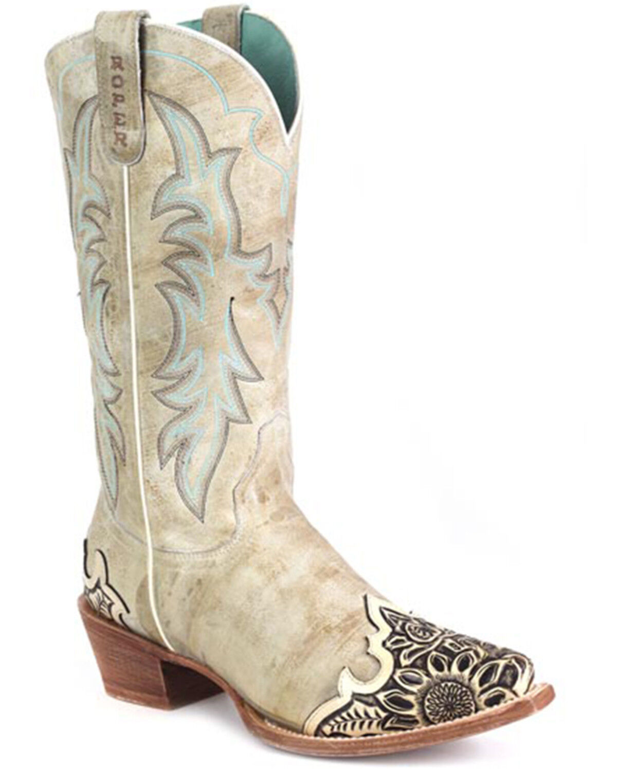 Image #1 - Roper Women's Cremello Tall Western Boots - Snip Toe, Tan, hi-res