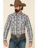Wrangler Men's Fashion Snap Med Gray Plaid Long Sleeve Western Shirt , Grey, hi-res