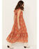 Image #4 - Flying Tomato Women's Ruffle Trim Printed Maxi Dress, Rust Copper, hi-res
