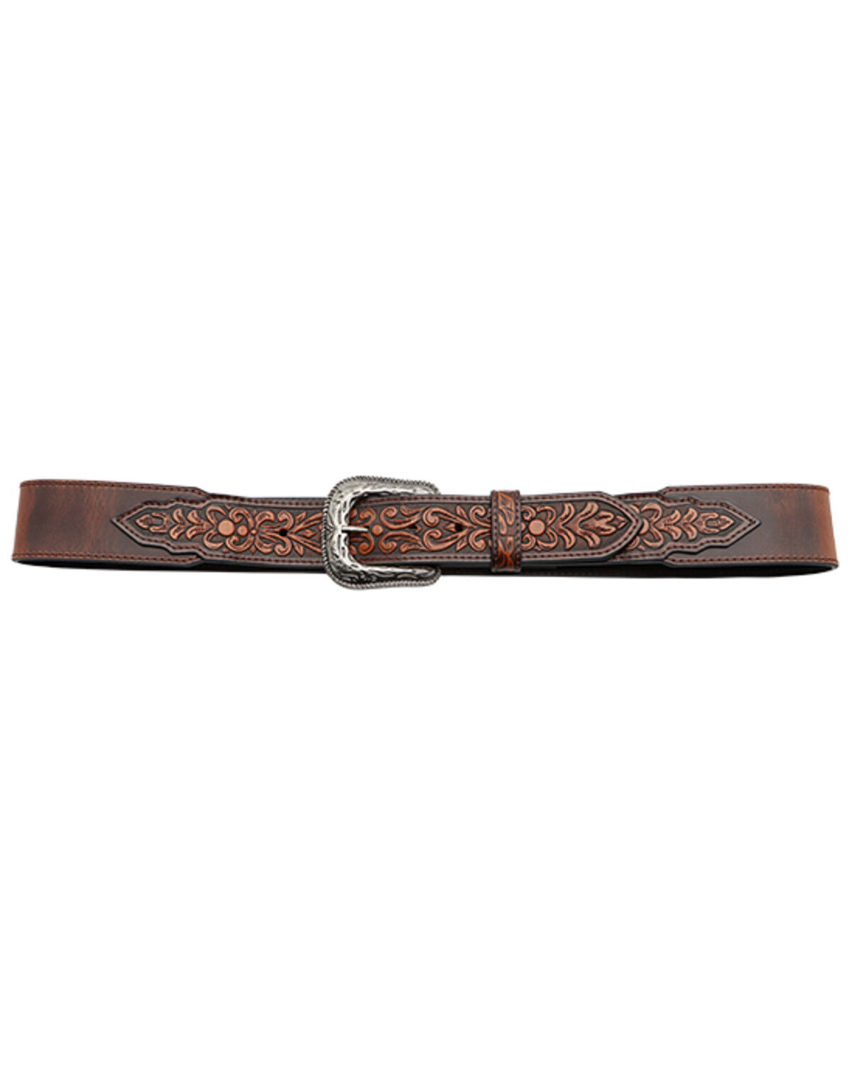 Image #3 - Cody James Men's Floral Tooled Leather Belt, Brown, hi-res