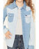 Image #3 - Wrangler Girls' Striped Denim Long Sleeve Snap Western Shirt, Blue, hi-res