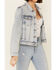 Driftwood Women's Light Wash Patchwork Cropped Button-Front Denim Jacket , Blue, hi-res