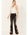 Image #1 - Driftwood Women's High Rise Farrah Neptune Floral Flare Jeans , Black, hi-res