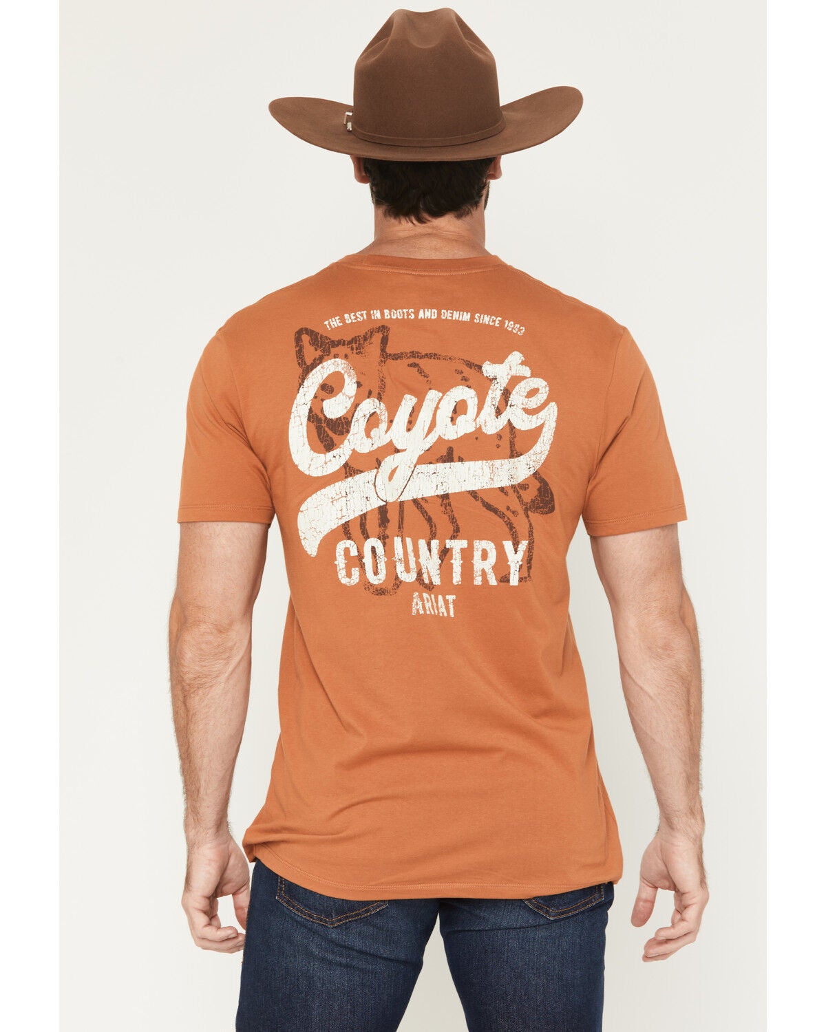 Ariat Men's Coyote Country Short Sleeve Graphic T-Shirt, Orange, hi-res