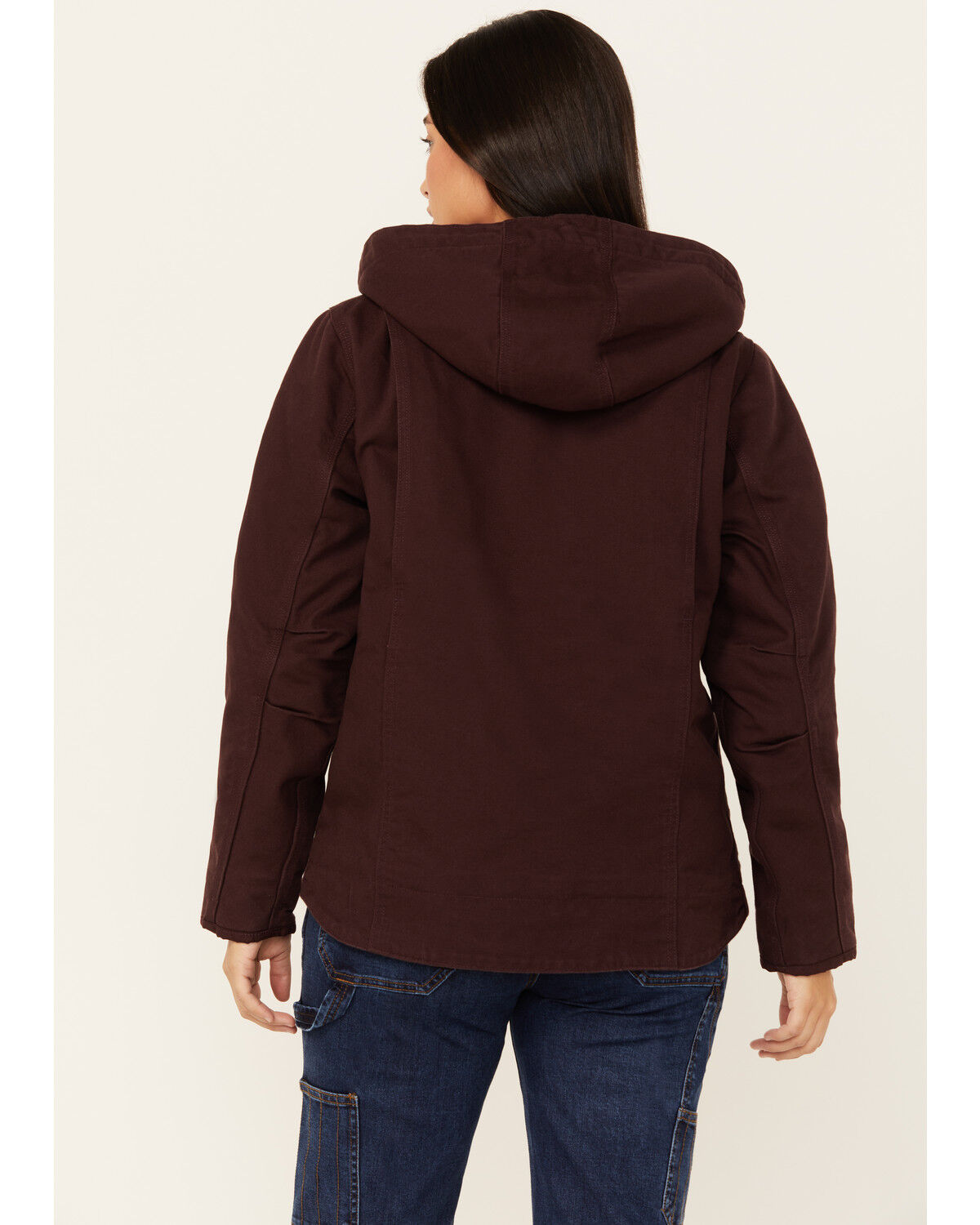 Image #4 - Carhartt Women's Loose Fit Washed Duck Sherpa Lined Jacket, Purple, hi-res