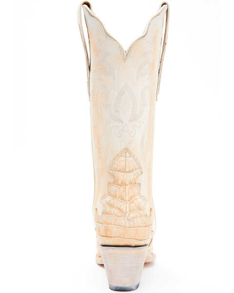 Image #5 - Dan Post Women's Caiman Print Western Boots - Snip Toe, Peach, hi-res
