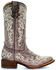 Image #2 - Corral Girls' Crater Bone Embroidered Western Boots - Broad Square Toe, Brown, hi-res