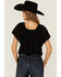 Image #4 - Wild Moss Women's Flutter Sleeve Peasant Top, Black, hi-res