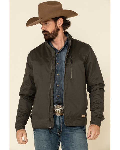 Powder River Outfitters Men's Cotton Zip Front Jacket , Olive, hi-res