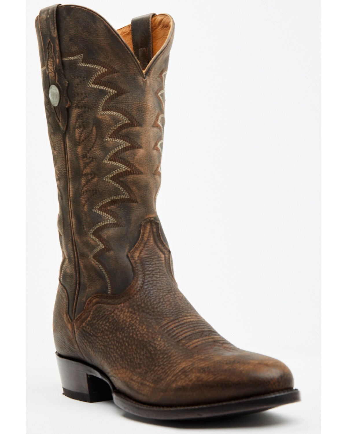 El Dorado Men's Bison Western Boots - Round Toe, Chocolate, hi-res