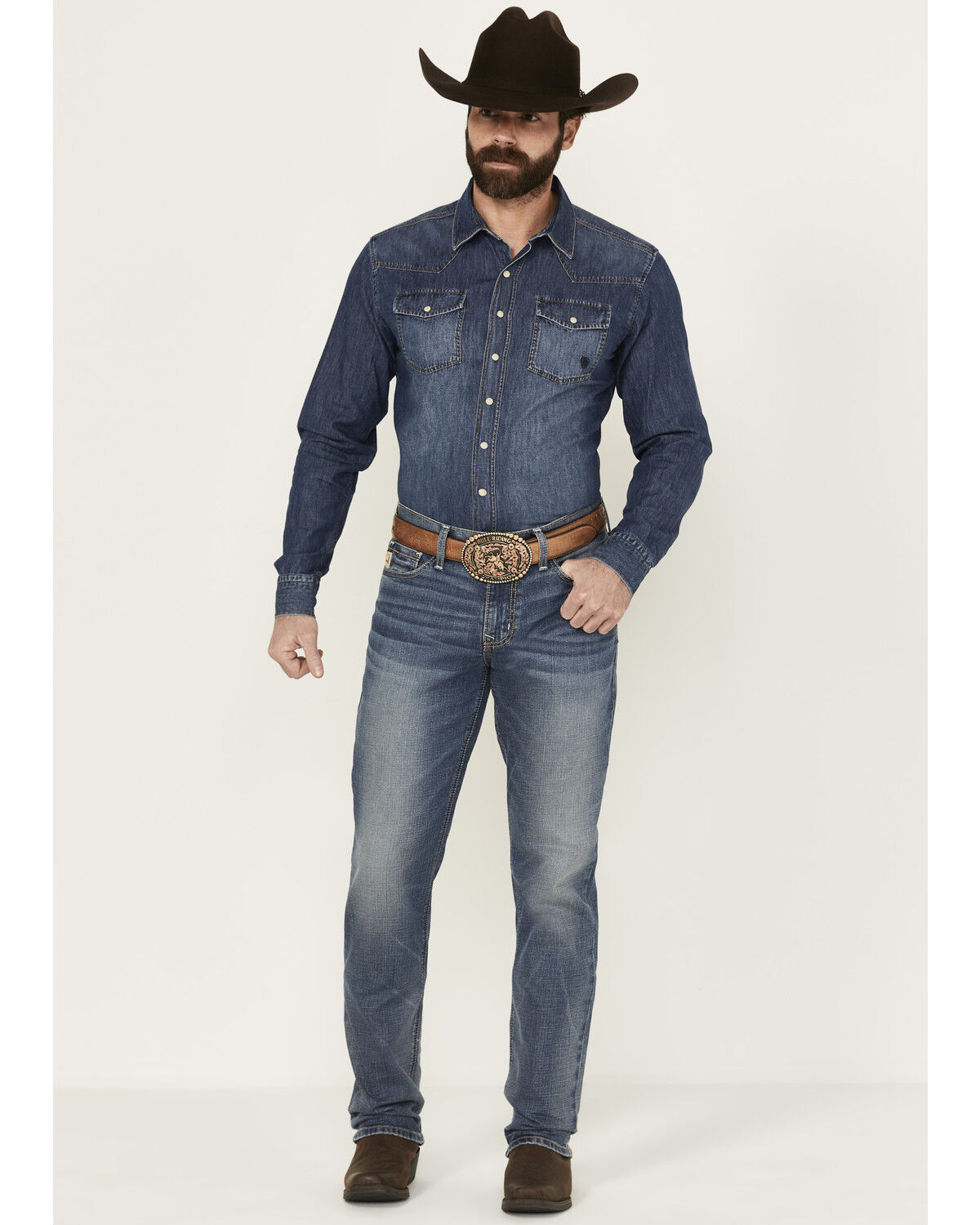 Image #1 - Cinch Men's Jesse Medium Stonewash Slim Straight Performance Stretch Jeans, Medium Wash, hi-res