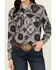 Image #3 - Cowgirl Hardware Women's Bandana Print Long Sleeve Snap Western Shirt, Black, hi-res