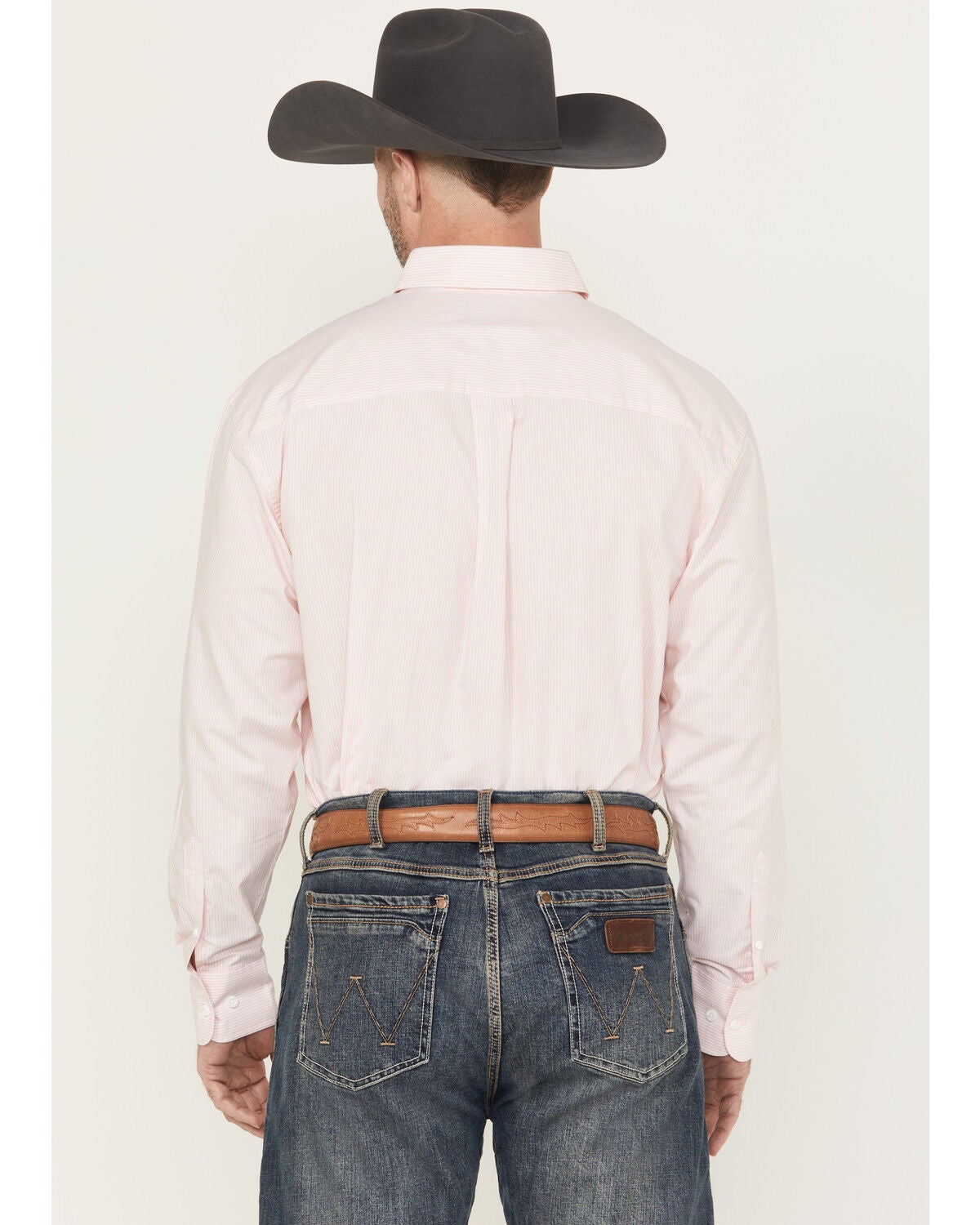 Image #4 - Wrangler Men's Bucking Cancer Striped Long Sleeve Button-Down Western Shirt, Pink, hi-res