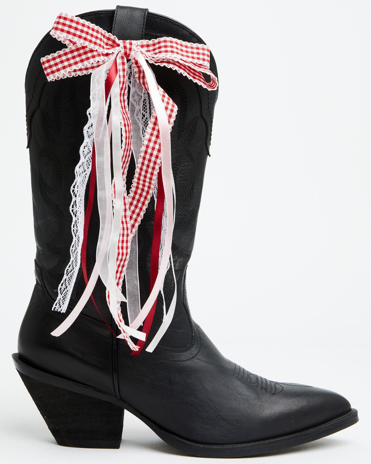 Shyanne Women's Gingham Lace Boot Bows - 2 Piece, Red, hi-res