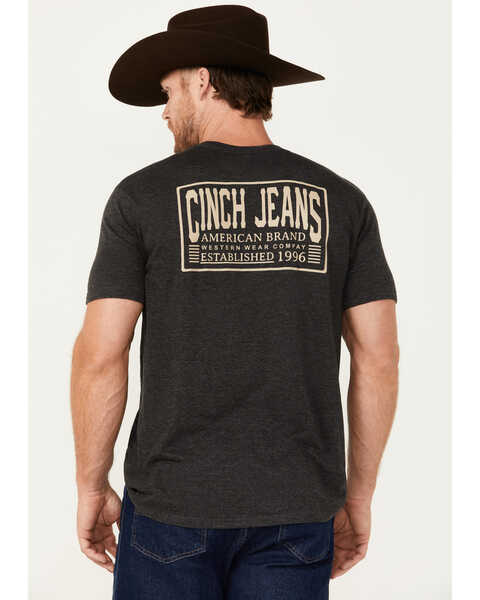 Cinch Men's Logo Short Sleeve T-Shirt, Charcoal, hi-res