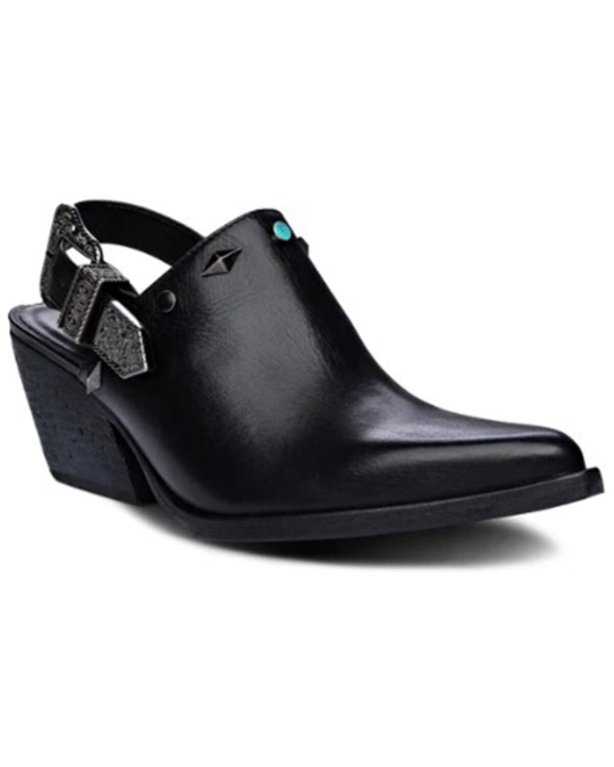 Image #1 - Golo Women's Billy Jean Buckle Western Mules - Snip Toe, Black, hi-res