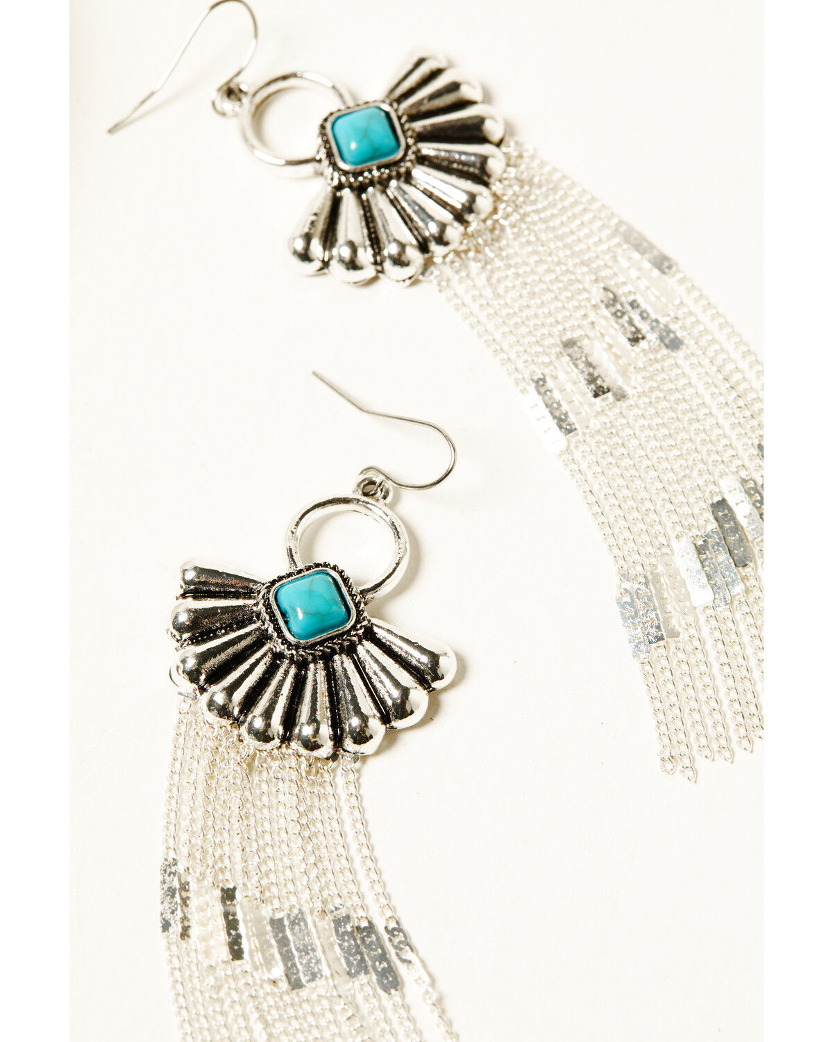 Image #2 - Shyanne Women's Scalloped Fringe Earrings, Silver, hi-res