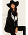 Image #1 - Wrangler Women's Fringe Long Sleeve Snap Western Shirt, Black, hi-res
