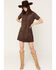Image #1 - Shyanne Women's Carina Faux Suede Lace-Up Mini Dress, Dark Brown, hi-res