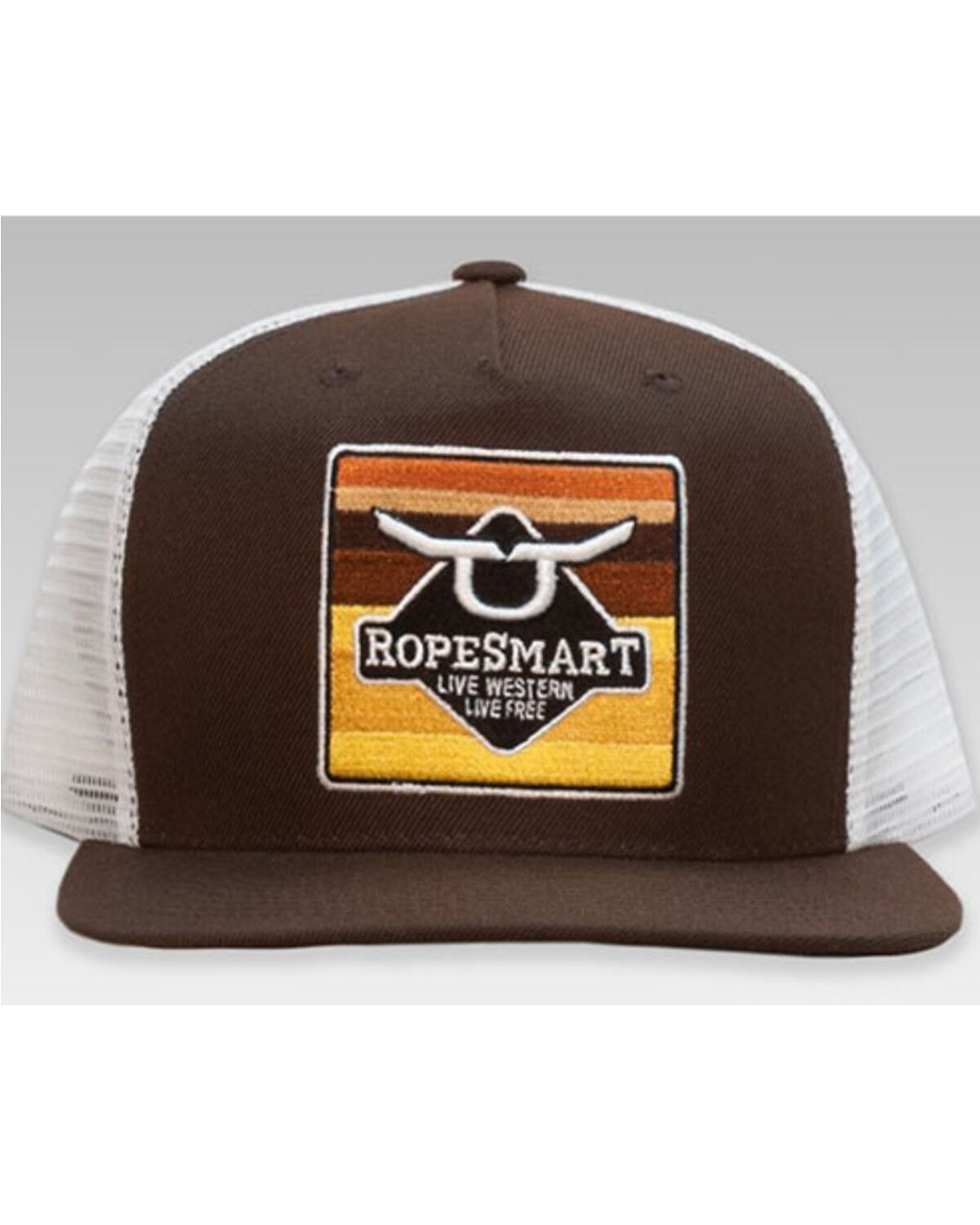Image #2 - Ropesmart Men's Brown Solo Serape Steerhead Embroidered Patch Mesh-Back Ball Cap, Brown, hi-res