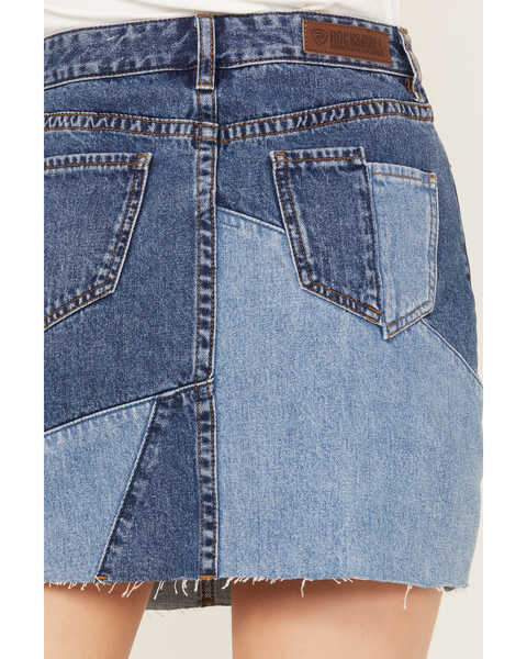 Image #5 - Rock & Roll Denim Medium Wash Patch Denim Skirt, Blue, hi-res