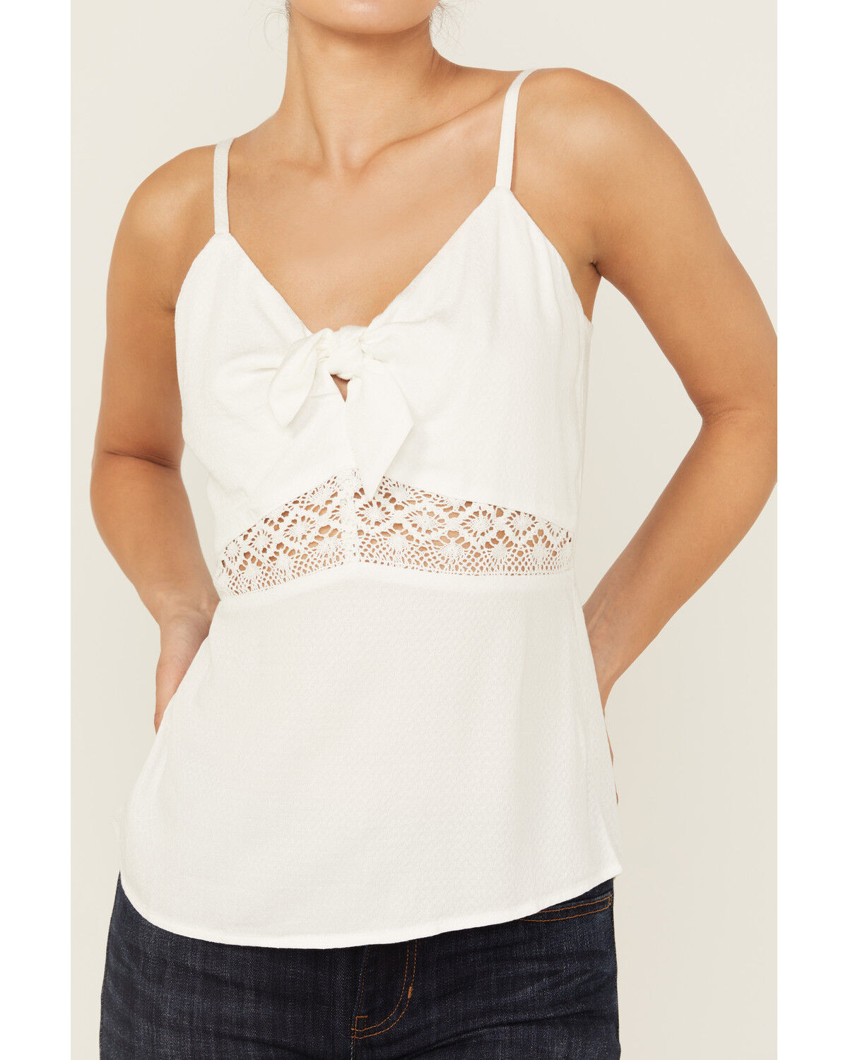 Image #3 - Idyllwind Women's Tie-Front Cami, Ivory, hi-res