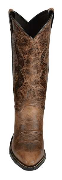 Image #4 - Abilene Women's Hand Tooled Inlay Western Boots - Snip Toe, Brown, hi-res