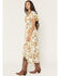 Image #2 - Wild Moss Women's Floral Print Short Sleeve High-Low Dress, Ivory, hi-res