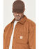 Image #2 - Carhartt Men's Rain Defender&reg; Loose Fit Heavyweight Quilted Snap Front Shirt Jacket, Brown, hi-res