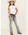 Image #3 - Grace in LA Girls' Light Wash Horseshoe Floral Bootcut Denim Jeans, Light Wash, hi-res