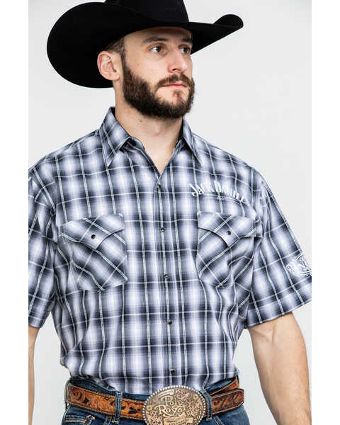 Jack Daniel's Men's Textured Plaid Print Short Sleeve Western Shirt , Black, hi-res