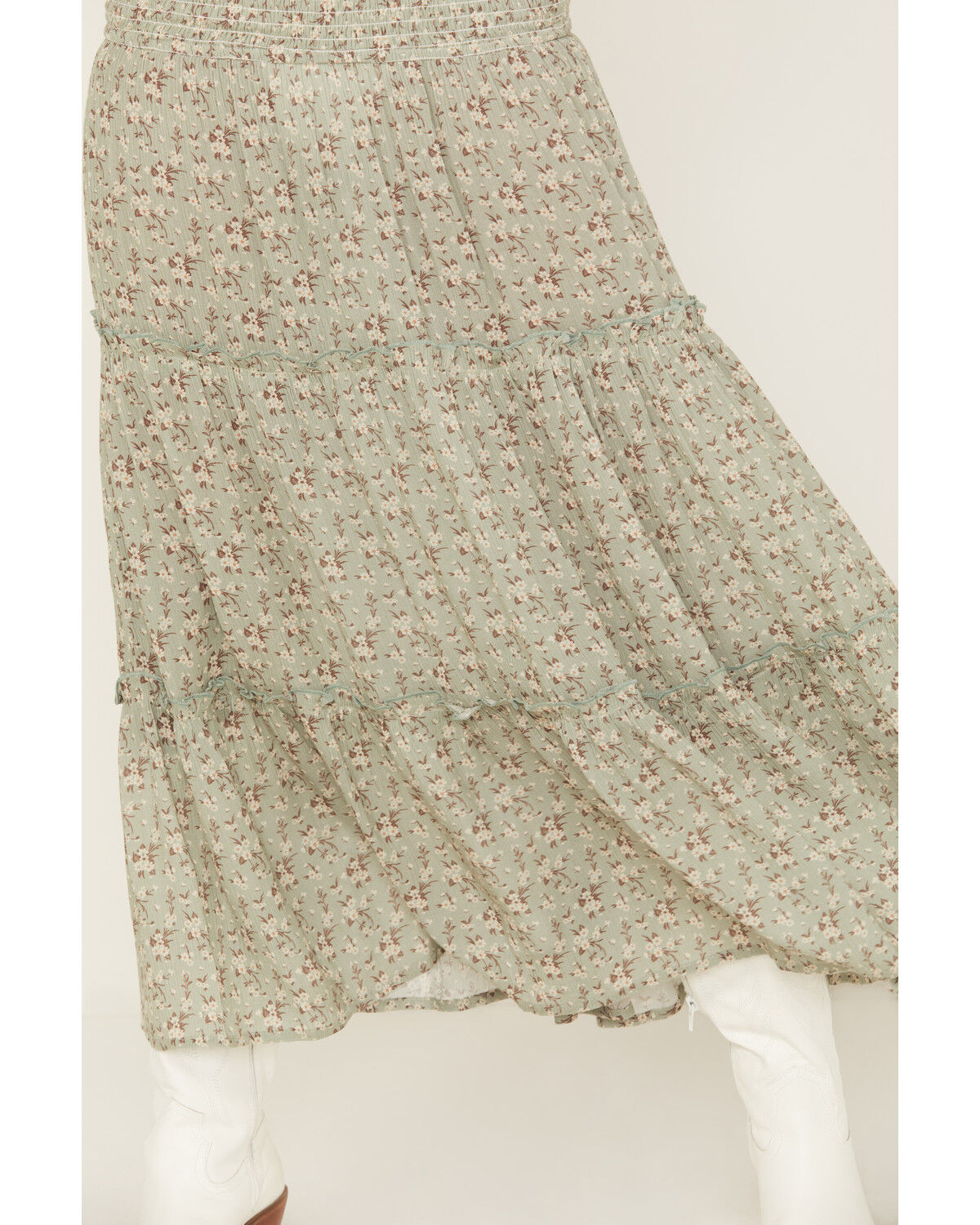 Image #2 - Rock & Roll Denim Women's Floral Print Tiered Maxi Skirt, Jade, hi-res