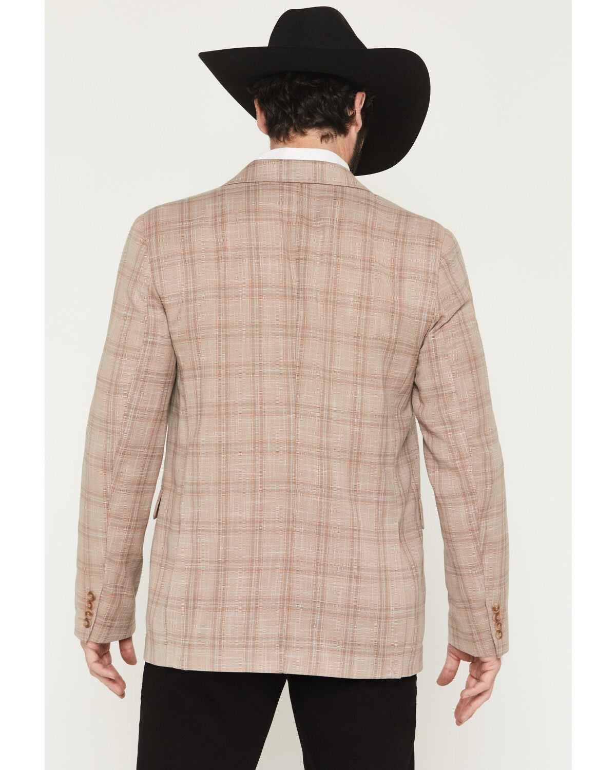 Image #4 - Rock & Roll Denim Men's Plaid Print Modern Fit Sportcoat, Tan, hi-res