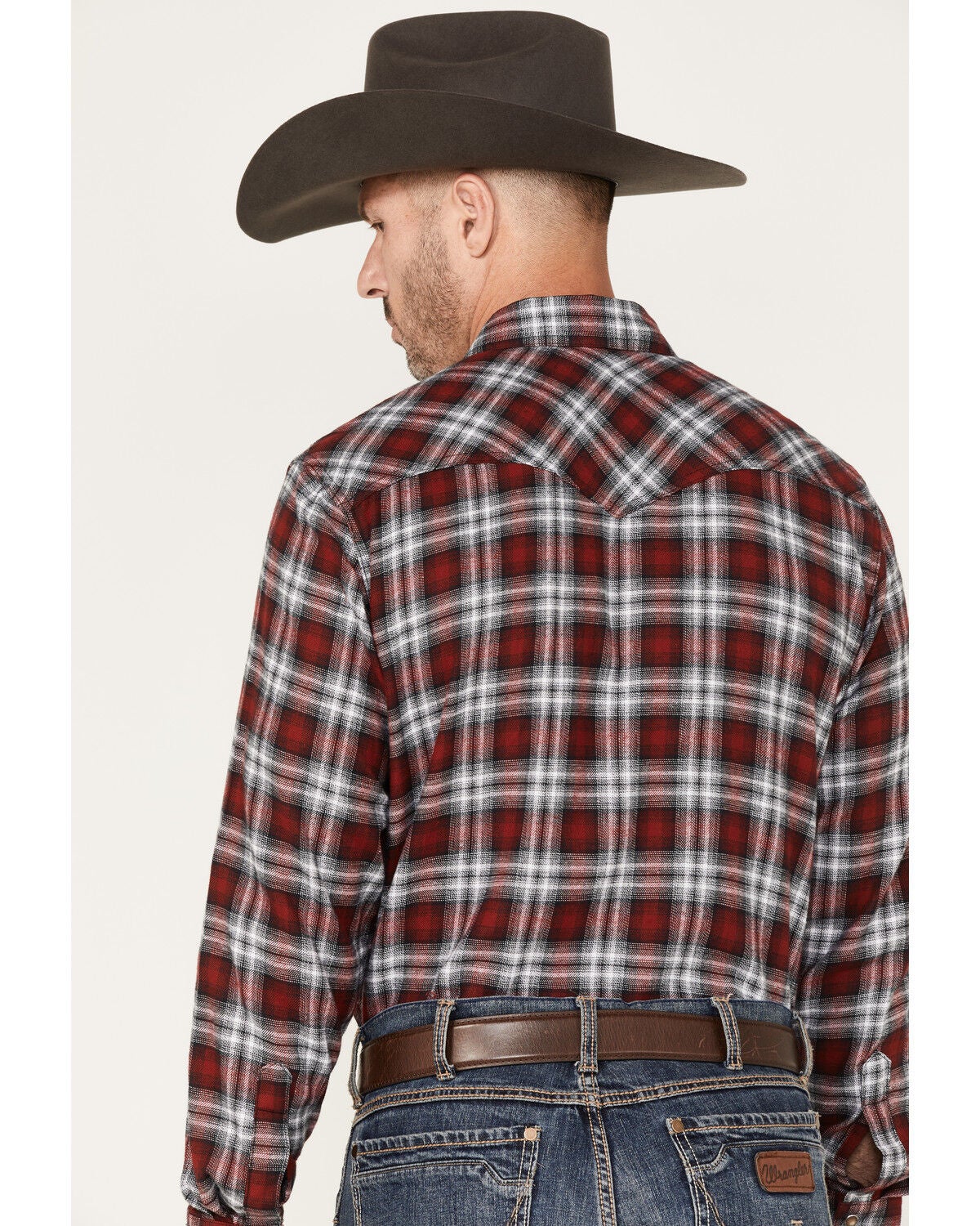 Image #4 - Wrangler Retro Men's Plaid Print Long Sleeve Snap Western Shirt, , hi-res