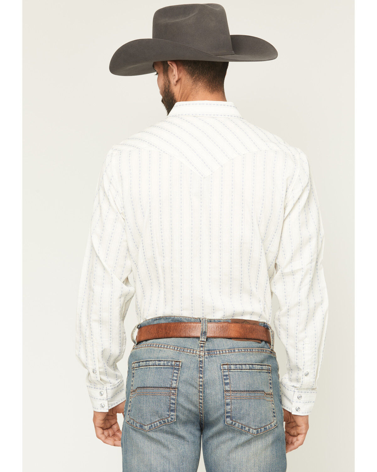 Image #4 - Cody James Men's Wyatt Stripe Print Long Sleeve Snap Western Shirt, White, hi-res
