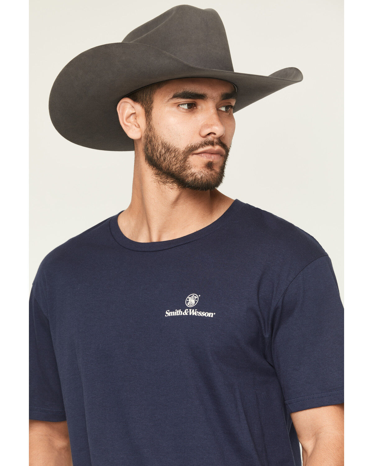 Image #3 - Smith & Wesson Men's Boot Barn Exclusive Eagle Short Sleeve Graphic T-Shirt, Navy, hi-res