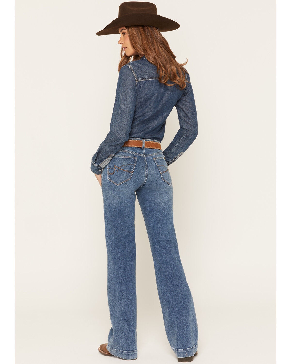Image #3 - Ariat Women's Vilma Medium Wash Revel Perfect Rise Trouser Ultrastretch Denim Jeans, Medium Wash, hi-res